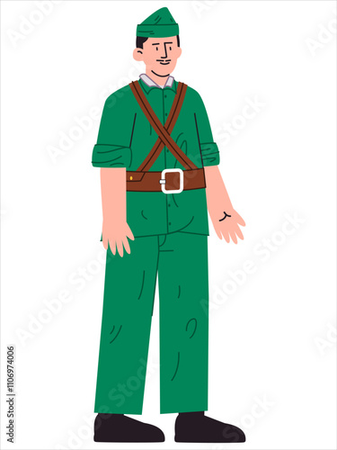 Bung Tomo Sutomo Indonesia warrior Surabaya fighter military commander Indonesian patriotic design colorful icon set