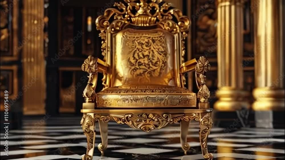 Fantastically throne of power of king or queen in throne room