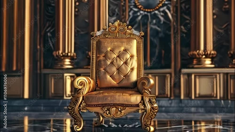 Fantastically throne of power of king or queen in throne room Fantastically throne of power of king or queen in throne room