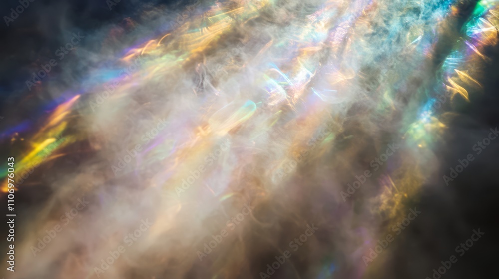 Abstract iridescent light rays through smoke. Abstract iridescent light rays through smoke.