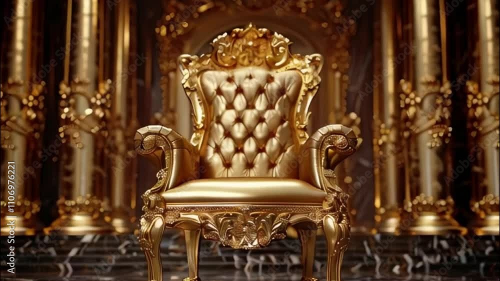 Fantastically throne of power of king or queen in throne room