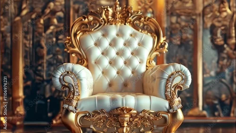 Fantastically throne of power of king or queen in throne room