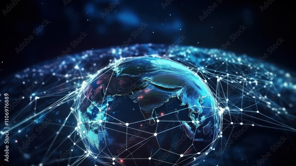 Obraz premium Global Network Connections: A Digital Earth Visualization