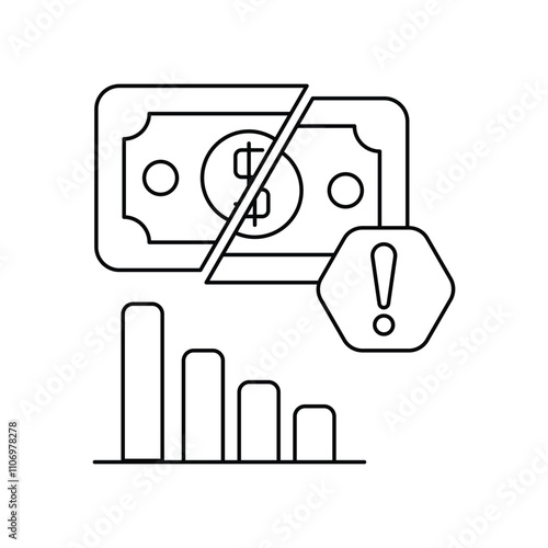 bankrupt line icon with white background vector stock illustration