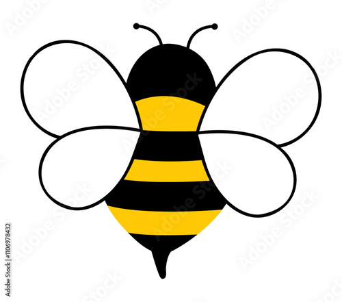 Honeybee insect logo design with wings, isolated icon of bee producing honey or sweet nectar in flat design vector illustration on white background.