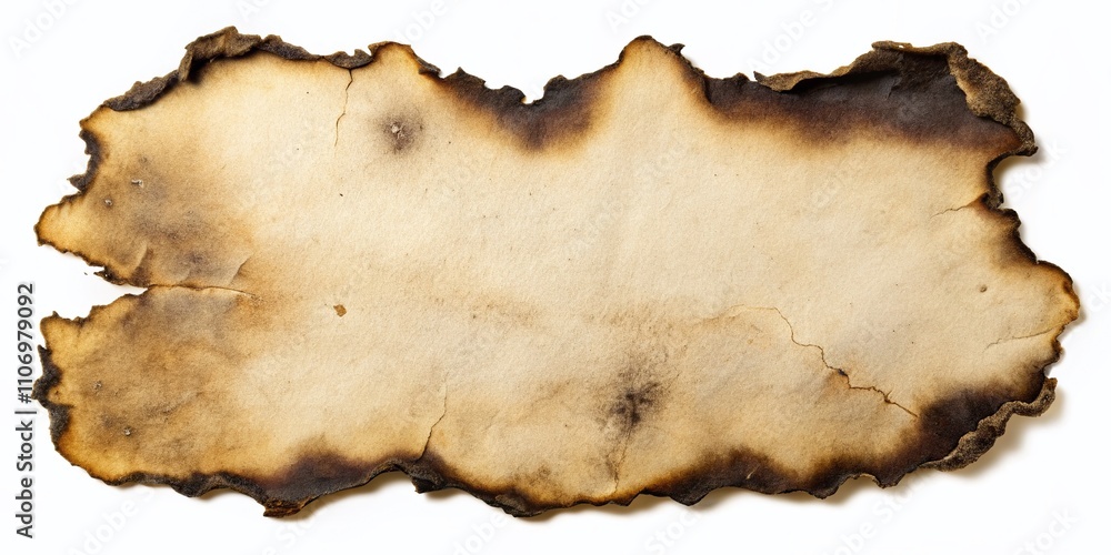 Fototapeta premium Isolated Burnt Old Paper Piece PNG Sticker for Creative Design Projects – Perfect for Vintage Aesthetics, Scrapbooking, and Artistic Expressions
