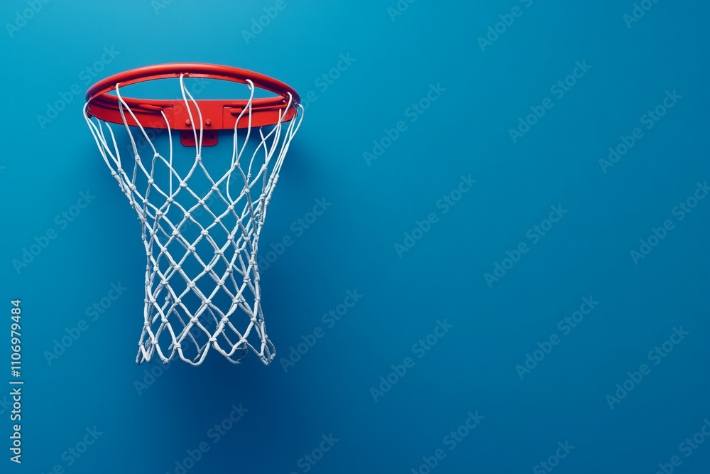 Basketball hoop on blue background. Top view. Copy space. Basketball hoop on blue background. Top view. Copy space.