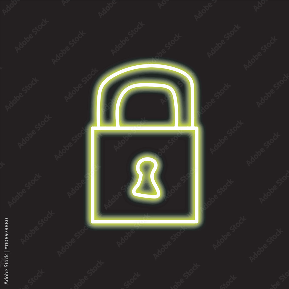 neon padlock isolated on black background. padlock icon with glowing neon lines. Vector illustration. neon padlock isolated on black background. padlock icon with glowing neon lines. Vector illustration.