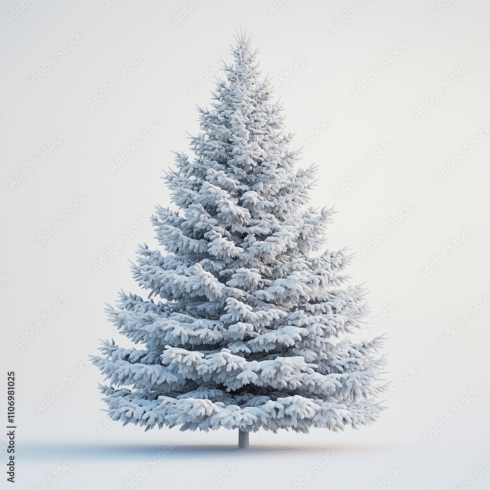 A snowy Christmas tree with festive decorations in a winter holiday setting A snowy Christmas tree with festive decorations in a winter holiday setting
