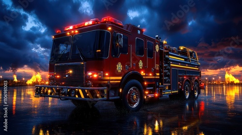 Firefighter Transport: Heavy-duty Truck for Emergency Response photo