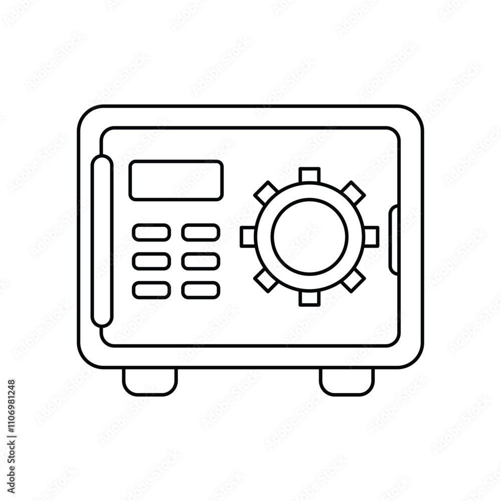 safe box line icon with white background vector stock illustration safe box line icon with white background vector stock illustration
