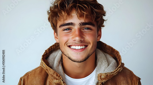 Smiling Man with Curly Hair...