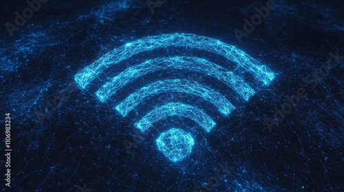 Futuristic Wifi 7 Network Concept with Intricate Light Patterns and Geometric Shapes - Ultra-Detailed 3D Render Digital Artwork