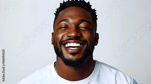 Man Smiles Joyfully, Expres...