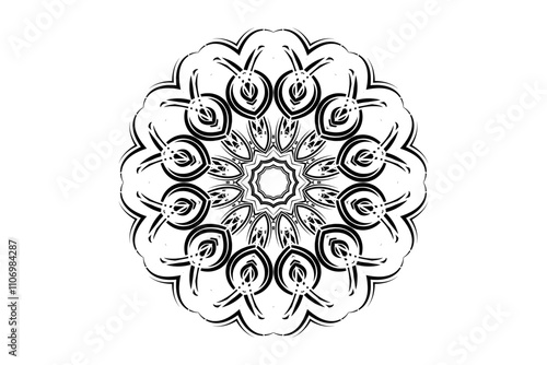 Monochromatic Mandala Design with Concentric Lotus Petals
