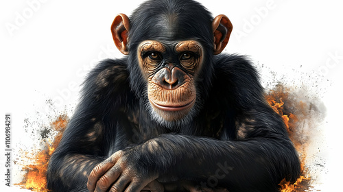 Chimpanzee Portrait: Fiery ...