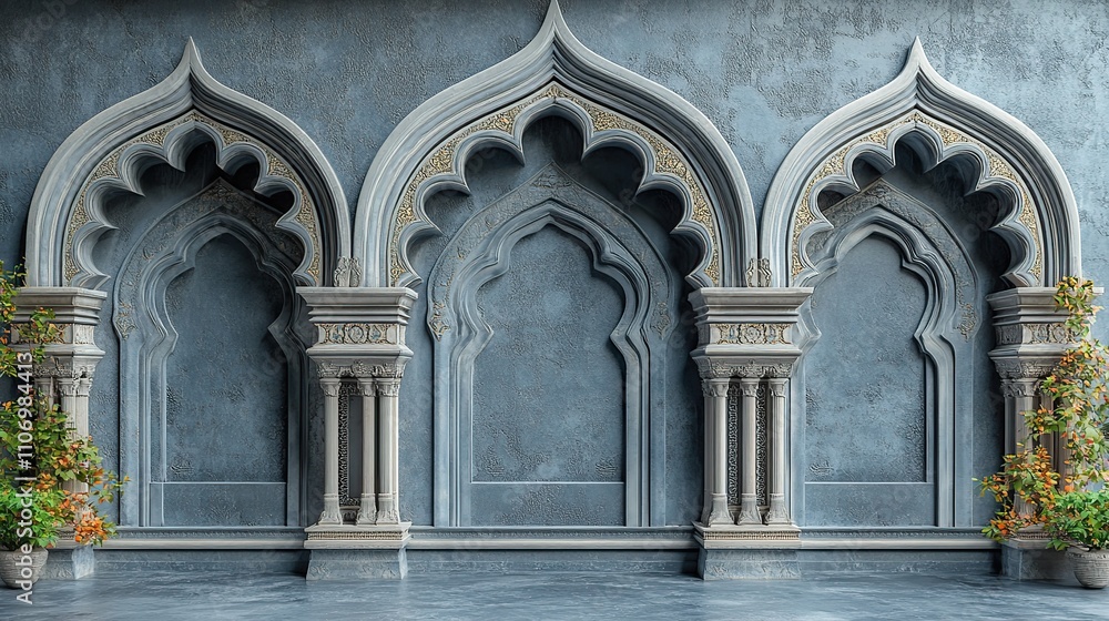 A gray backdrop with Islamic-inspired design for Ramadan-themed social media content A gray backdrop with Islamic-inspired design for Ramadan-themed social media content