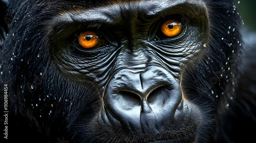 Gorilla's Intense Gaze: Powerful Wild Animal Portrait