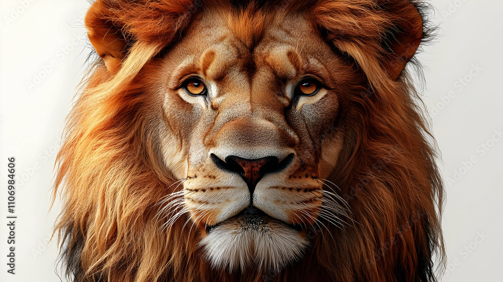 Fototapeta premium Majestic Lion's Gaze: Wild African King's Intense Stare, Powerful Symbol of Nature's Majesty