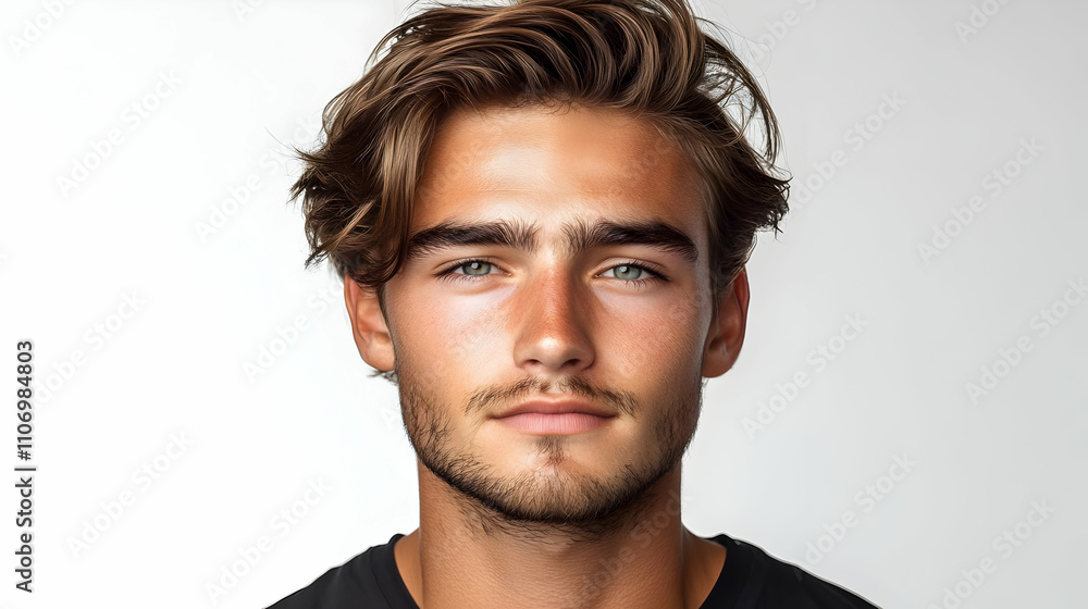 Obraz premium Man's Hairstyle: Modern, Textured, Brown Waves
