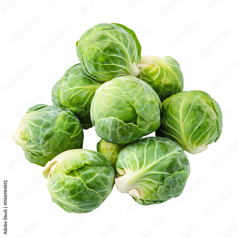 Fresh brussels sprouts in a pile, isolated on transparent background. Fresh brussels sprouts in a pile, isolated on transparent background.