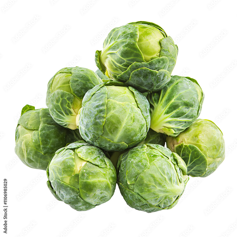 Fresh brussels sprouts in a pile, isolated on transparent background. Fresh brussels sprouts in a pile, isolated on transparent background.