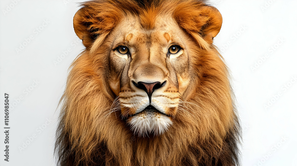 Fototapeta premium Majestic Lion: A Close-Up Portrait of Wild Majesty