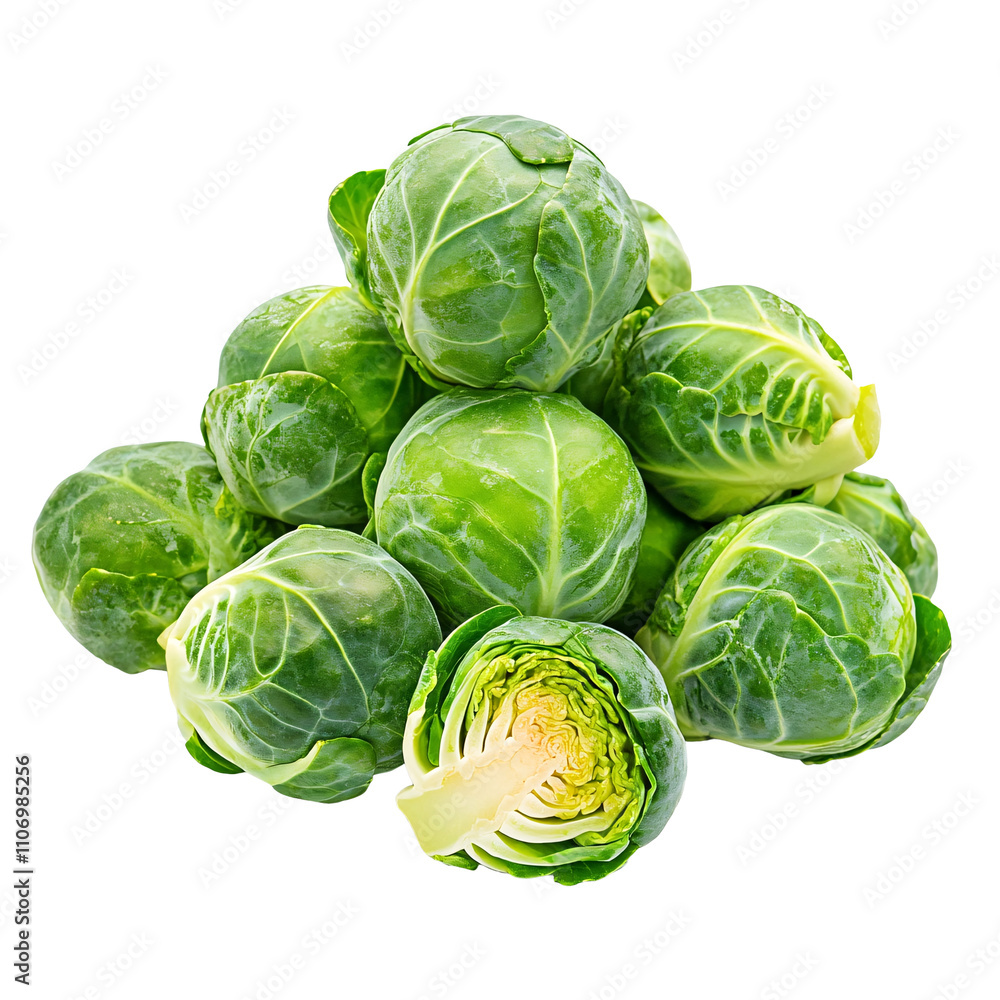 Fresh brussels sprouts in a pile, isolated on transparent background. Fresh brussels sprouts in a pile, isolated on transparent background.