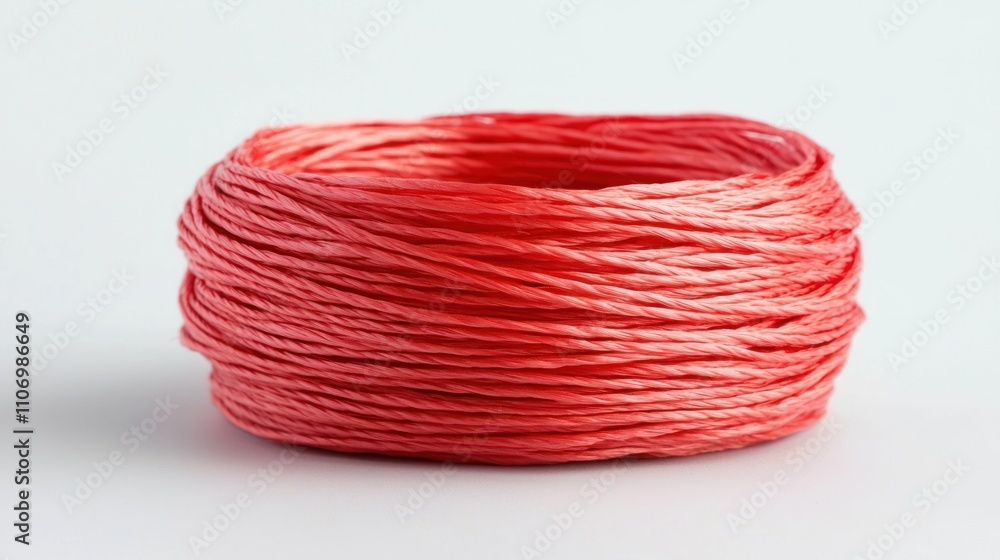 A Close-Up View of a Roll of Coral-Colored Cord A Close-Up View of a Roll of Coral-Colored Cord