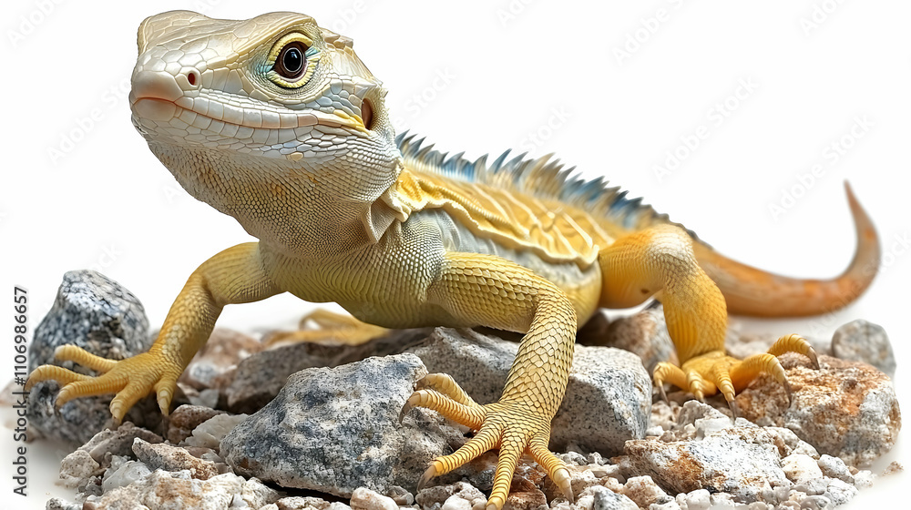 Obraz premium Lizard on Rocks: Colorful Reptile on Stones, Vivid Scales, Detailed Texture, Close-up View, Reptilian Beauty