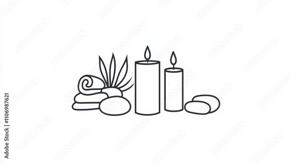 Tranquil Spa Setup with Candles, Stones, and Natural Elements Tranquil Spa Setup with Candles, Stones, and Natural Elements