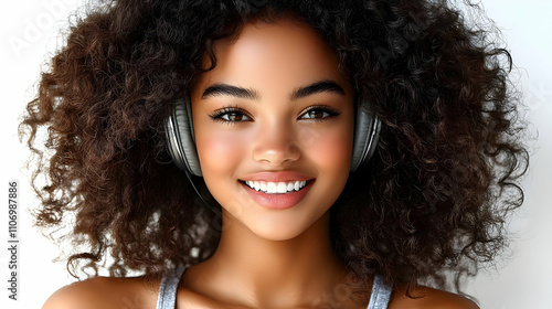 Woman Smiles, Listening to ...