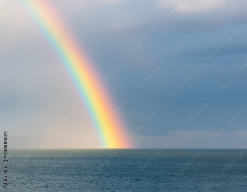 Natural rainbow against a pale gray sky abstract minimalist art Natural rainbow against a pale gray sky abstract minimalist art
