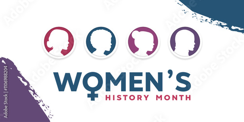 March Is Celebrate Womens History Month. Great for cards, banners, posters, social media and more. White background.
