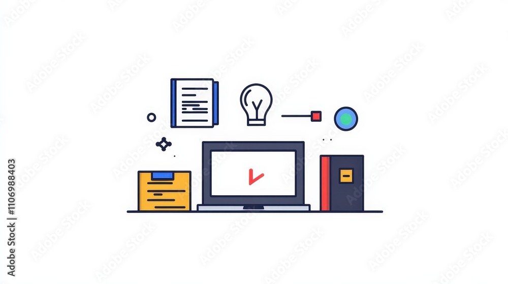 Workspace Essentials with Laptop, Notebook, and Creative Tools Workspace Essentials with Laptop, Notebook, and Creative Tools