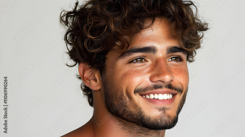 Curly Hair, Freckles, Smile: Attractive Man's Portrait, Lifestyle Photography Curly Hair, Freckles, Smile: Attractive Man's Portrait, Lifestyle Photography