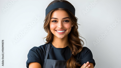 Smiling Woman Worker Shows ...