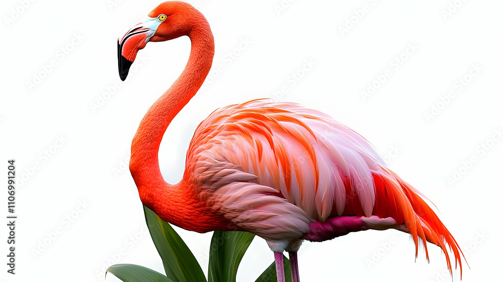 Naklejka premium Flamingo: Graceful Bird with Vibrant Pink and Orange Feathers