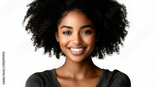 Woman Smiles, Afro Hair, Be...