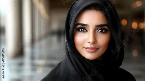 Elegant Woman in Hijab: Gra...