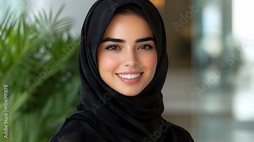 Smiling Woman Wearing a Hij...