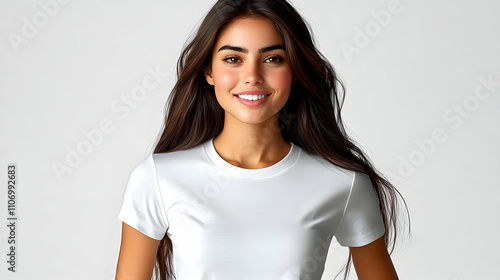 Woman Smiles, Wearing White...