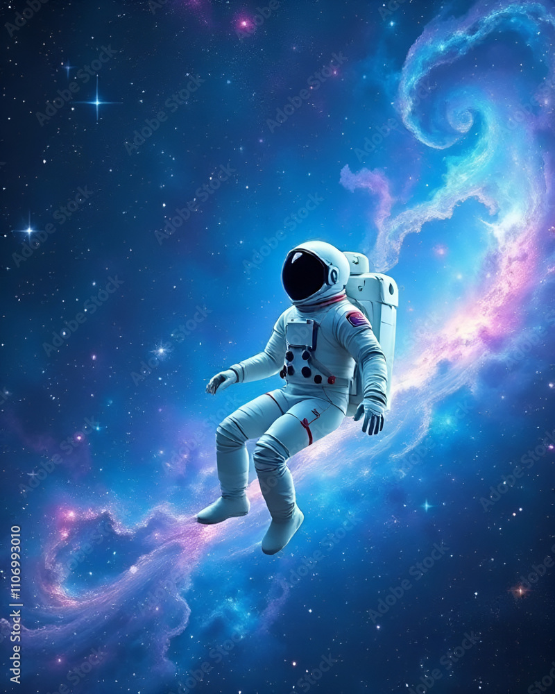Astronaut floating on space, surrounded by galaxy, stars and nebula Astronaut floating on space, surrounded by galaxy, stars and nebula