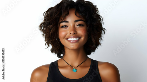 Radiant Smile, Curly Hair: A Woman's Beauty