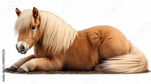 Adorable Pony Resting on Gr...
