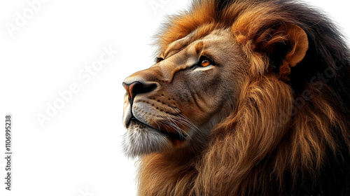 Majestic Lion Gazes Upward,...