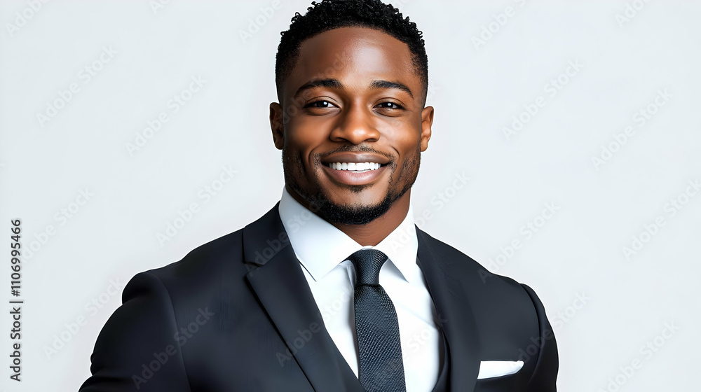 Confident Man Smiles in Sharp Suit, Success, Style Confident Man Smiles in Sharp Suit, Success, Style