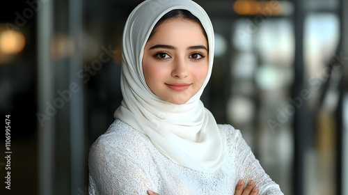 Woman in White Hijab: Grace...