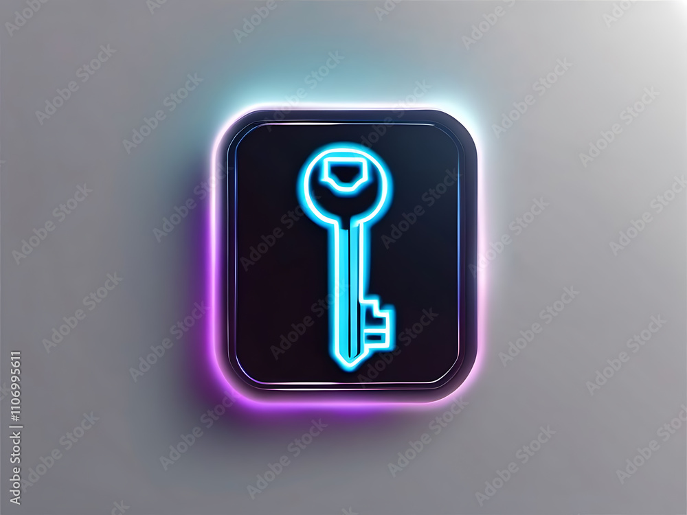 Key icon futuristic glowing digital Key icon futuristic glowing digital