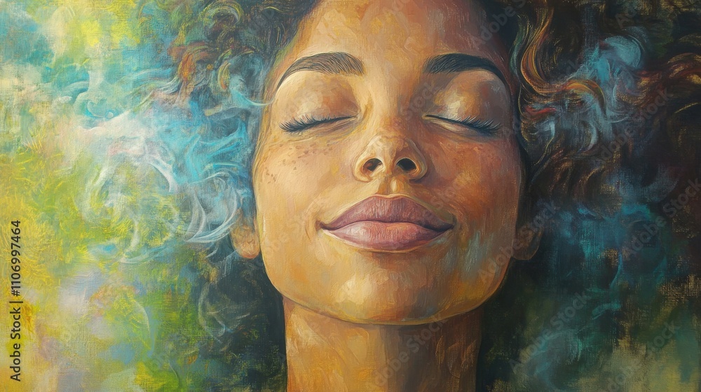 Portrait of a person with a serene smile, embodying peace and tranquility Portrait of a person with a serene smile, embodying peace and tranquility